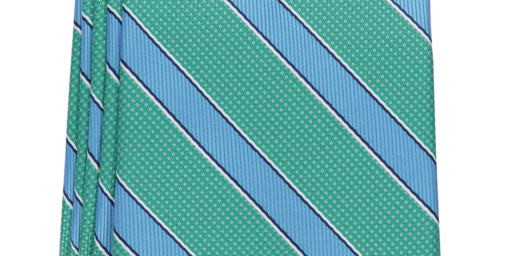 Club Room Men's Outlined Stripe Tie Green Size Regular