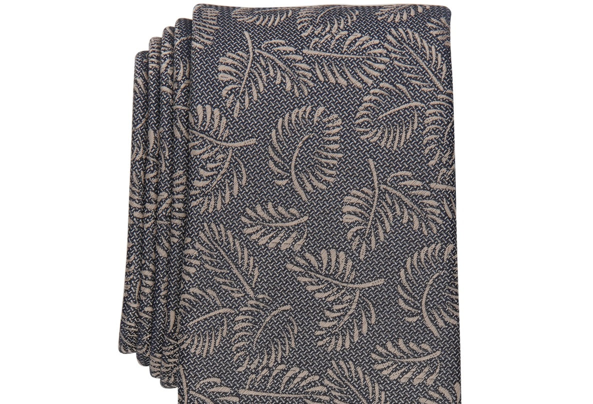 Alfani Men's Breton Leaf Print Tie Brown Size Regular