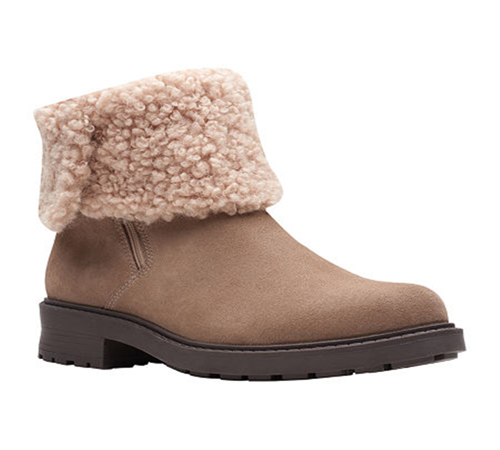 Clarks Women's Opal Zip Cold-Weather Booties Brown Size 10M