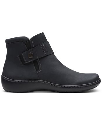 Clarks Women's Cora Rae Button Strap Ankle Booties Black Size 6.5 W