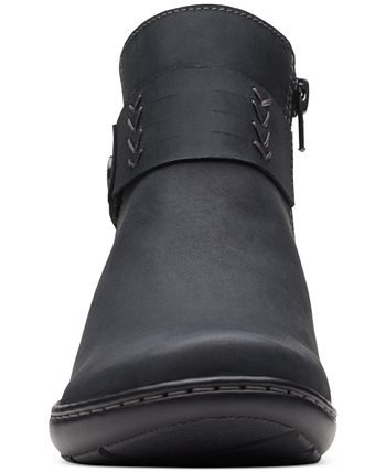 Clarks Women's Cora Rae Button Strap Ankle Booties Black Size 6.5 W