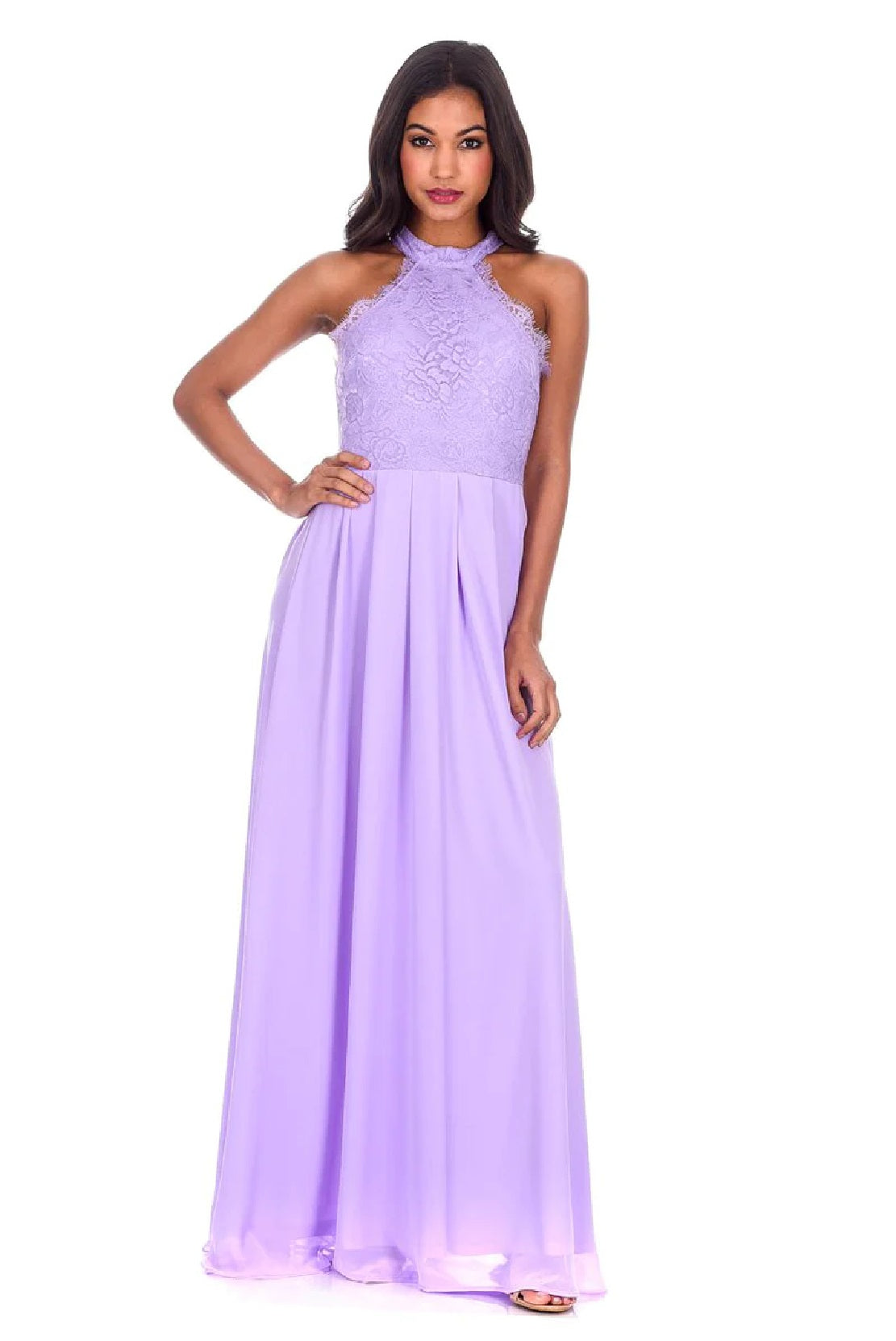 AX Paris Women's Lace Choker Neck Maxi Dress Purple Size 13