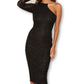 AX Paris Women's Lace One Shoulder Chain Detail Dress Black Size 13