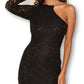 AX Paris Women's Lace One Shoulder Chain Detail Dress Black Size 13