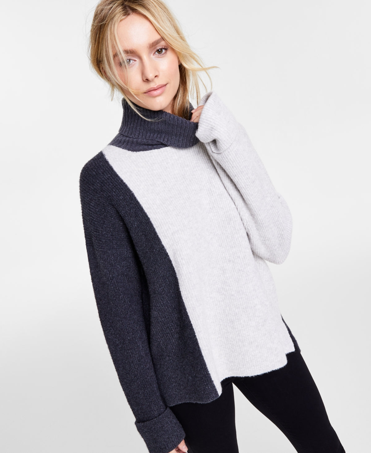 French Connection Women's Soft Stretch Turtleneck Sweater Gray Size Medium