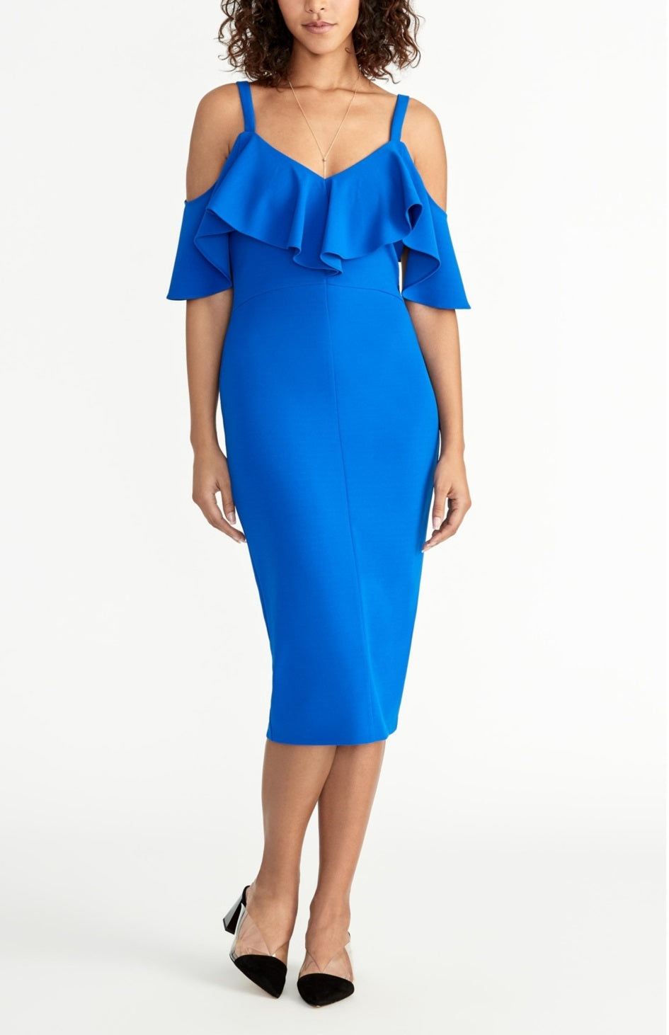 Rachel Roy Women's Off The Shoulder V Neck Ruffle Dress Blue Size X-Small
