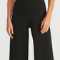 Rachel Roy Women's Ruffled Sleeveless V Neck Evening Straight Leg Jumpsuit Black Size Medium