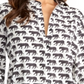 RACHEL Rachel Roy Women's Button Down Leopard Print Blouse Black Size Small