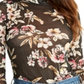 Rachel Roy Women's Floral Print Turtleneck Top Black Size Small