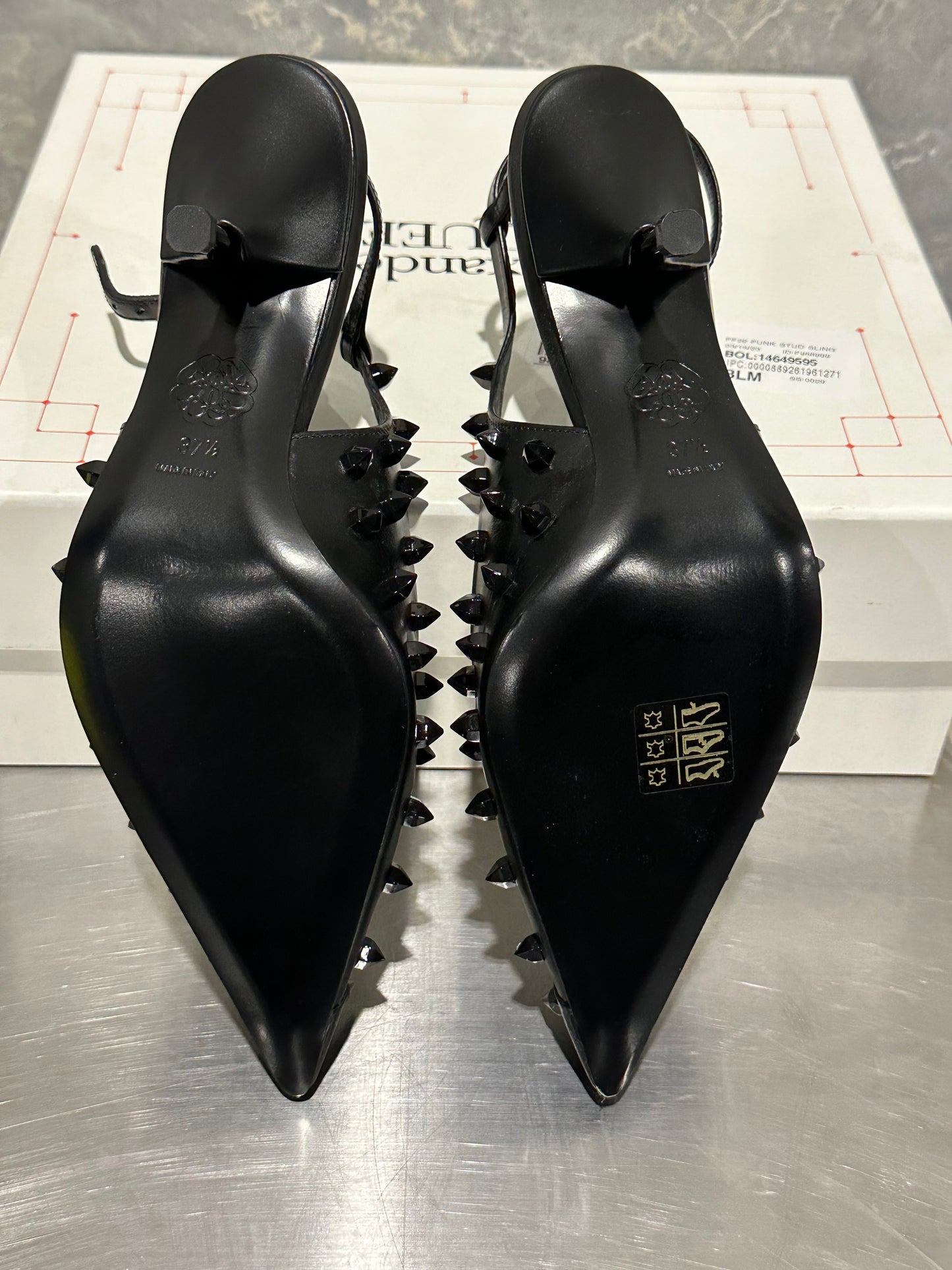 Alexander Mcqueen Women's Spiked Kitten Heel Pumps Black Size 4