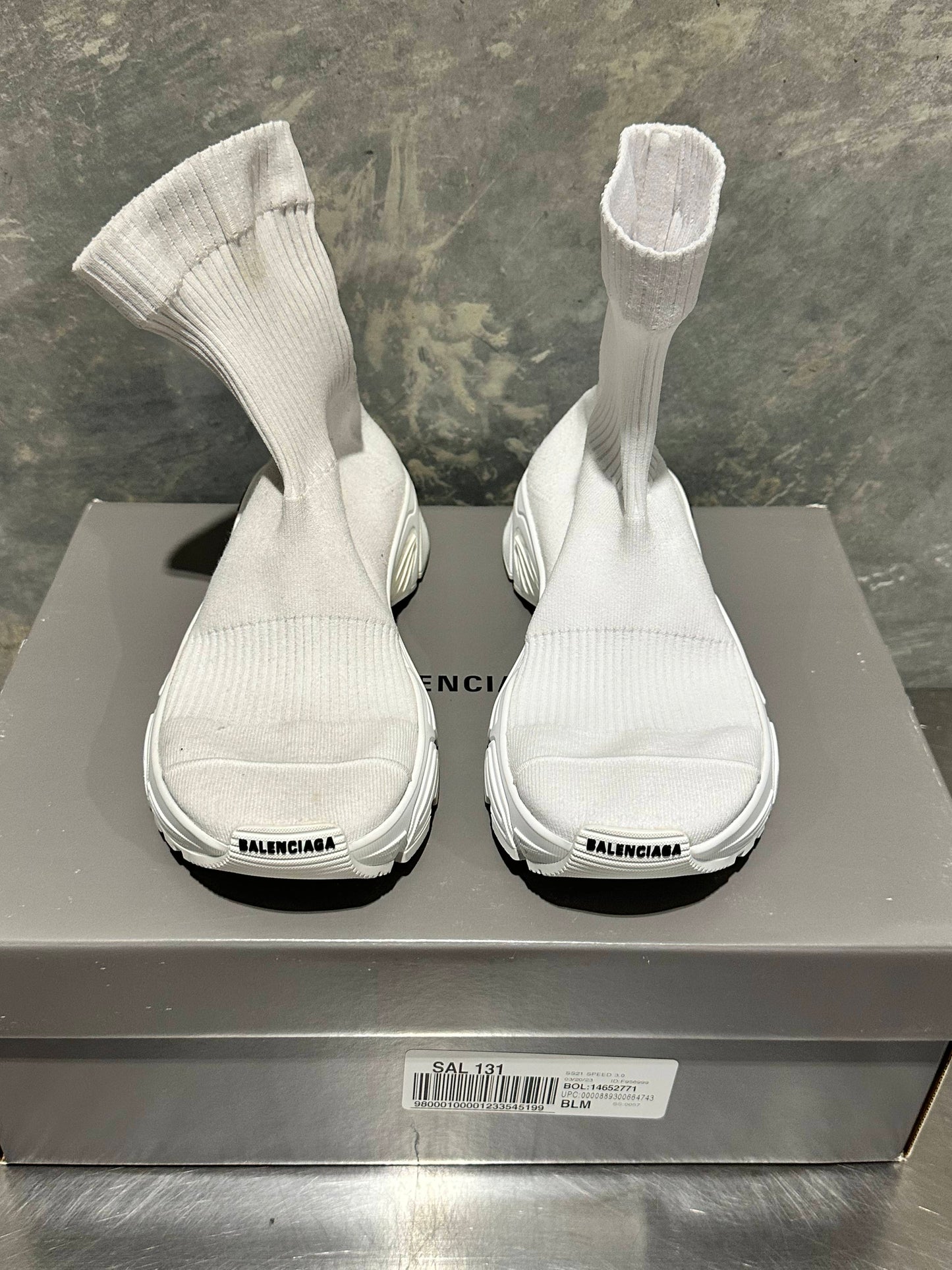 Balenciaga Women's Speed 3.0 निट सॉक स्नीकर्स व्हाइट साइज़ 9