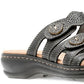 Clarks Women's Leisa Grace Tri Strap Button Accent Leather Sandal Black Size 9 M