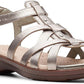 Clarks Women's Pewter Metallic Loomis Katey Leather Sandal Gray Size 8.5 M