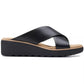 Clarks Women's Jillian Gem Crisscross Slip On Wedge Sandals Black Size 9 W