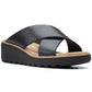 Clarks Women's Jillian Gem Crisscross Slip On Wedge Sandals Black Size 9 W