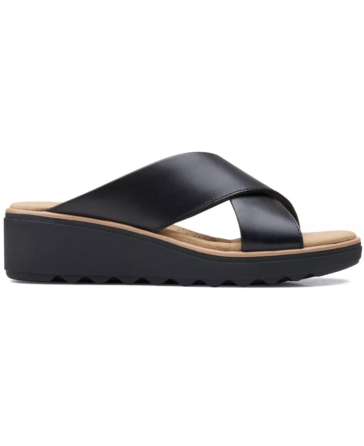 Clarks Women's Jillian Gem Crisscross Slip On Wedge Sandals Black Size 9.5 W