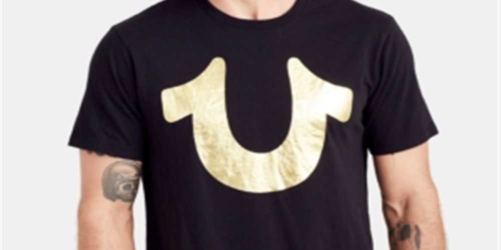 True Religion Men's Foil Horseshoe Tee Black Size Small