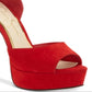 Jessica Simpson Women's Beeya Leather Peep Toe Casual Ankle Strap Sandals Red Size 9.5