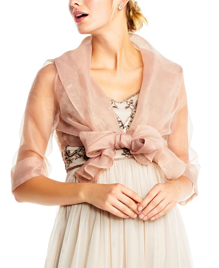 Adrianna Papell Women's Organza Wrap Jacket Beige Size Large