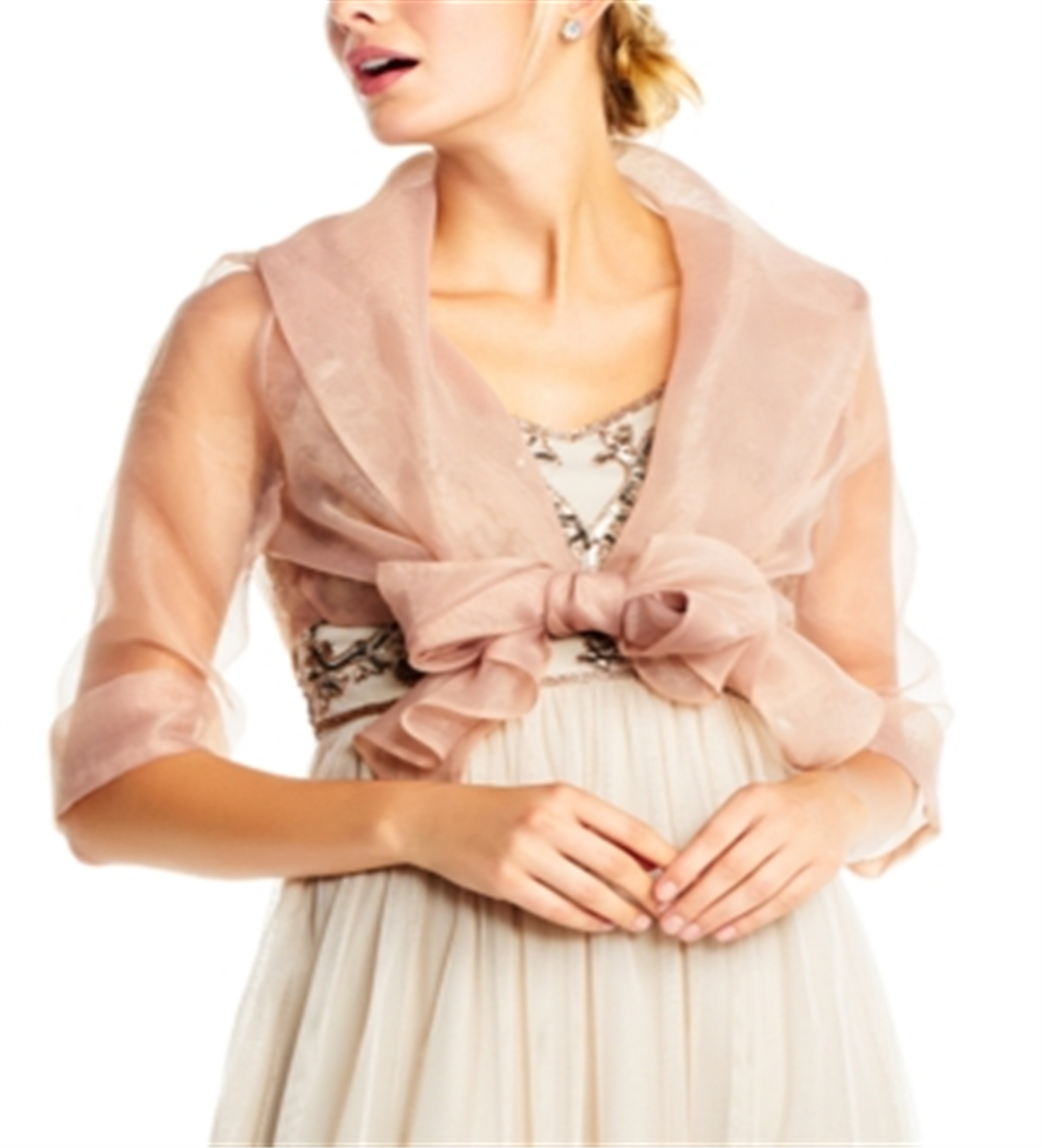 Adrianna Papell Women's Organza Wrap Jacket Beige Size Large
