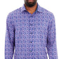 Tallia Men's Slim Fit Long Sleeve Shirt With Face Mask Blue Size Medium