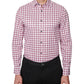Construct Men's Slim Fit Performance Stretch Cooling Comfort Check Print Dress Shirt Red Size Medium