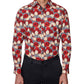 Society Of Threads Men's Slim Fit Floral Performance Dress Shirt Red Size Medium