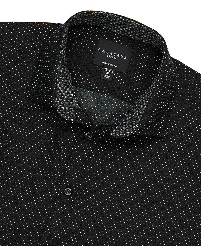 Calabrum Men's Regular Fit Performance Dress Shirt Black Size Large