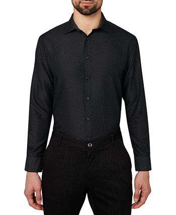 Calabrum Men's Regular Fit Performance Dress Shirt Black Size Large