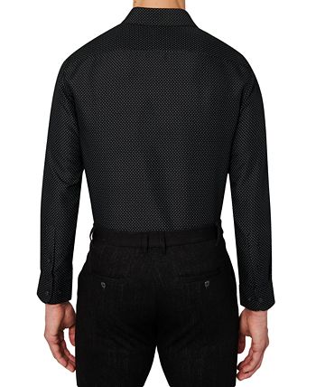 Calabrum Men's Regular Fit Performance Dress Shirt Black Size Large