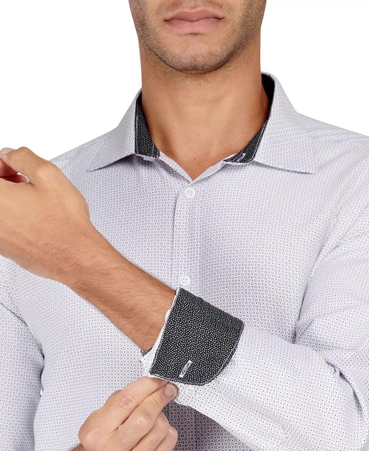 Calabrum Men's Regular Fit Performance Dress Shirt White Size Large