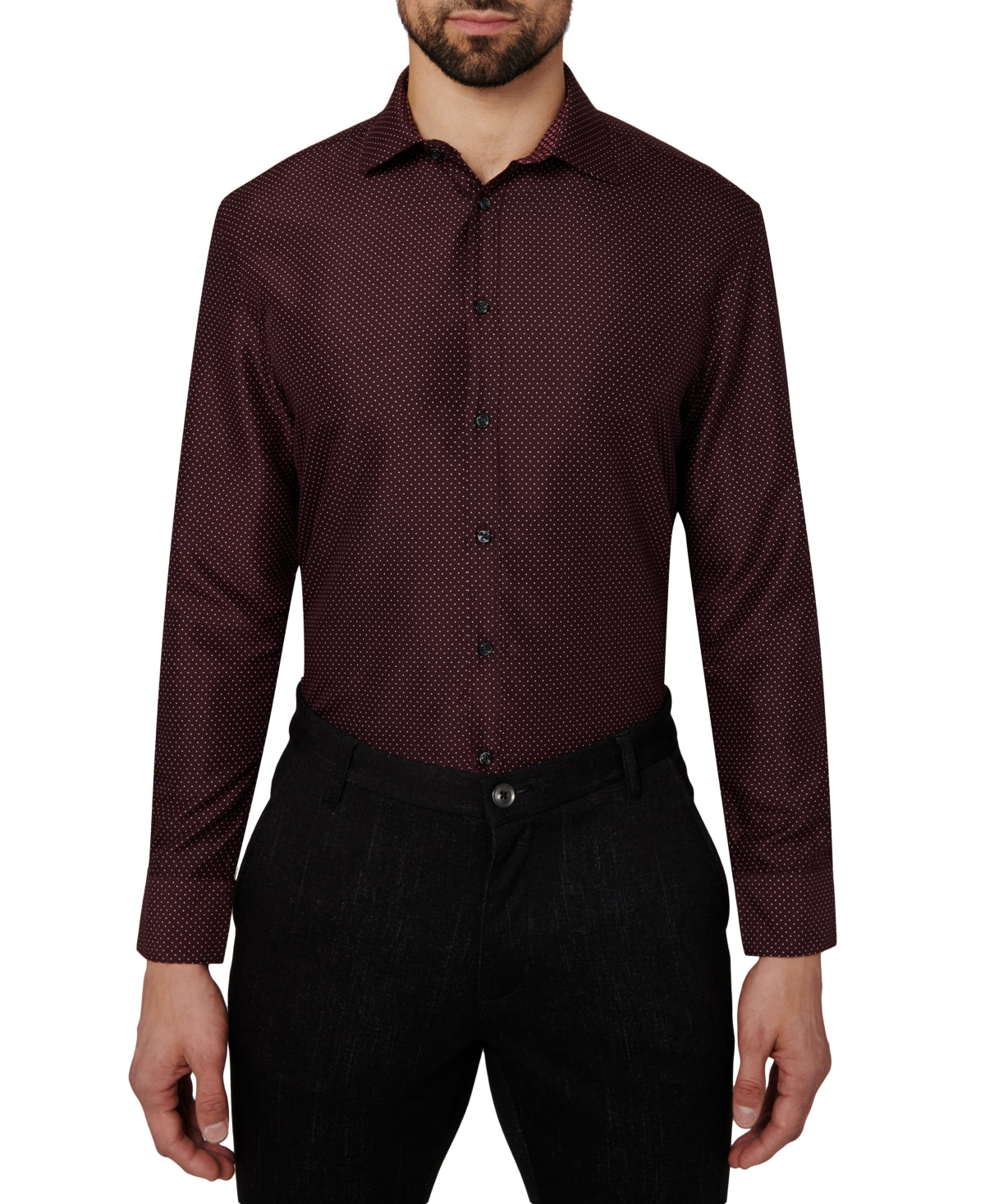 Calabrum Men's Regular Fit Performance Dress Shirt Red Size Large