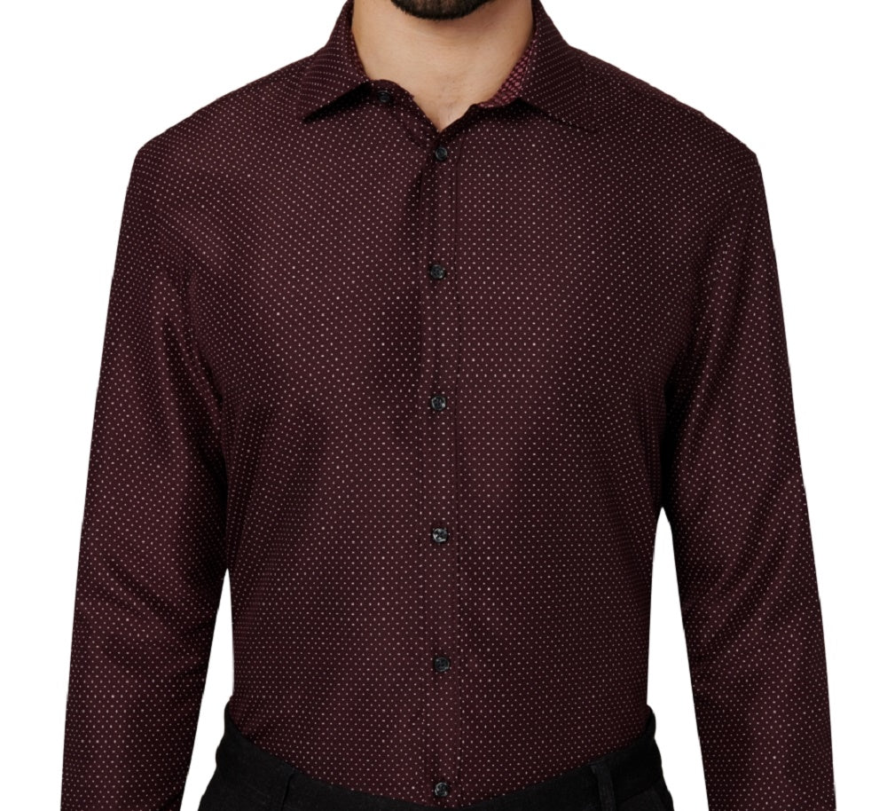 Calabrum Men's Regular Fit Performance Dress Shirt Red Size Large