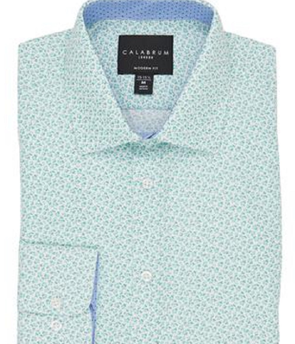 Calabrum Men's Regular Fit Performance Dress Shirt Green Size XL
