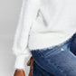 And Now This Women's V Neck Long-Sleeve Eyelash Sweater White Size Small