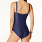 Calvin Klein Women's Starburst One Piece Swimsuit Blue Size 8