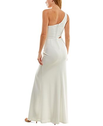 Crystal Doll Junior's One Shoulder Gown White Size 3