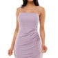 Crystal Doll Junior's Shine Ruched Bodycon Dress Purple Size 13
