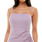Crystal Doll Junior's Shine Ruched Bodycon Dress Purple Size 13