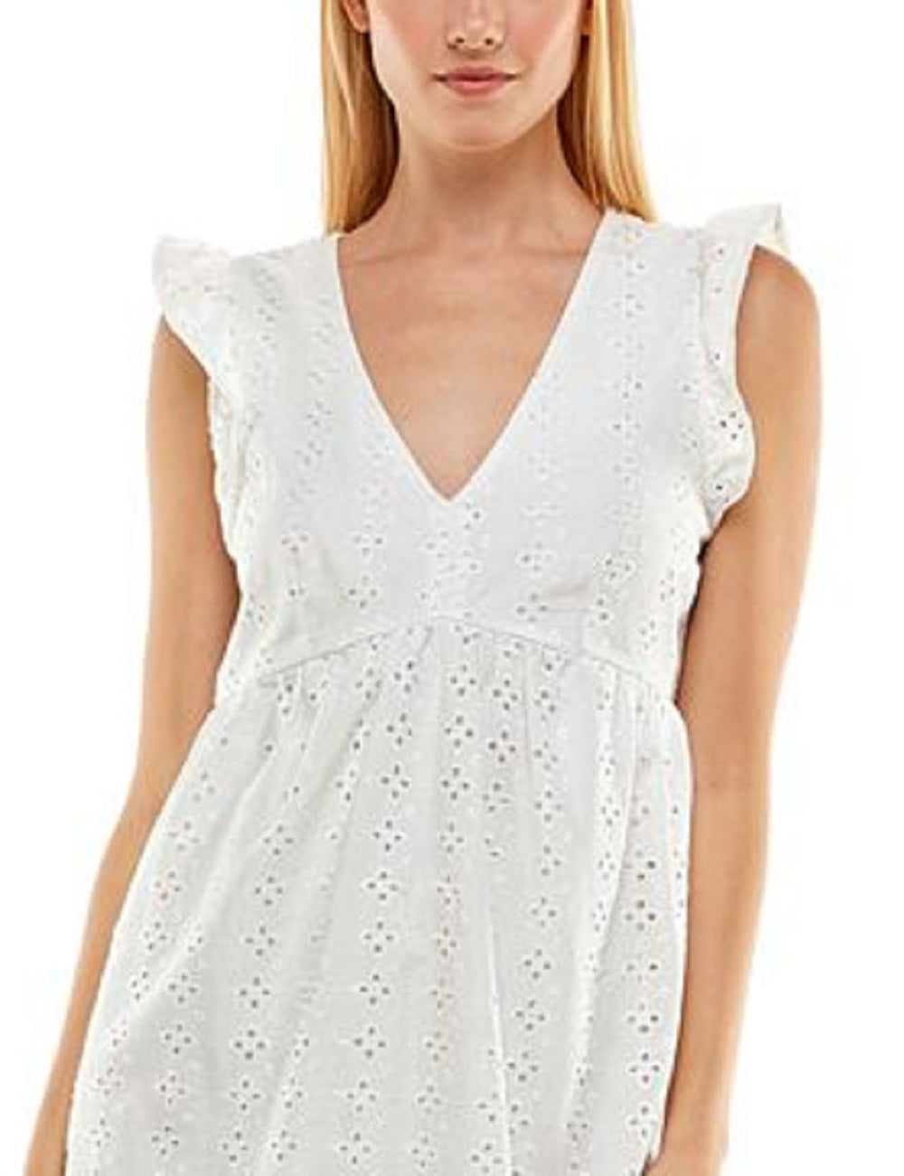 Crystal Doll Junior's Eyelet Shift Dress White Size X-Small