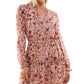Crystal Doll Junior's Printed Long Sleeve Fit & Flare Dress Brown Size XL