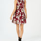Robbie Bee Women's Floral Metallic Printed Sleeveless Mini Trapeze Dress Red Size 6 Petite