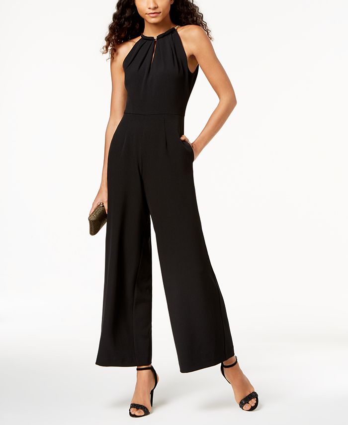 Donna Ricco Women's Sleeveless Hardware Embellished Jumpsuit Blue Size 10