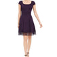 Donna Ricco Women's Lace Trim Fit & Flare Dress Purple Size 16