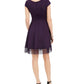 Donna Ricco Women's Lace Trim Fit & Flare Dress Purple Size 16