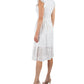 Julia Jordan Women's Zippered Ruffled Embroidered Flutter Sleeve Square Neck Dress White Size 12