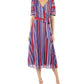 Julia Jordan Women's Geometric Stripe Print Midi Dress Blue Size 8
