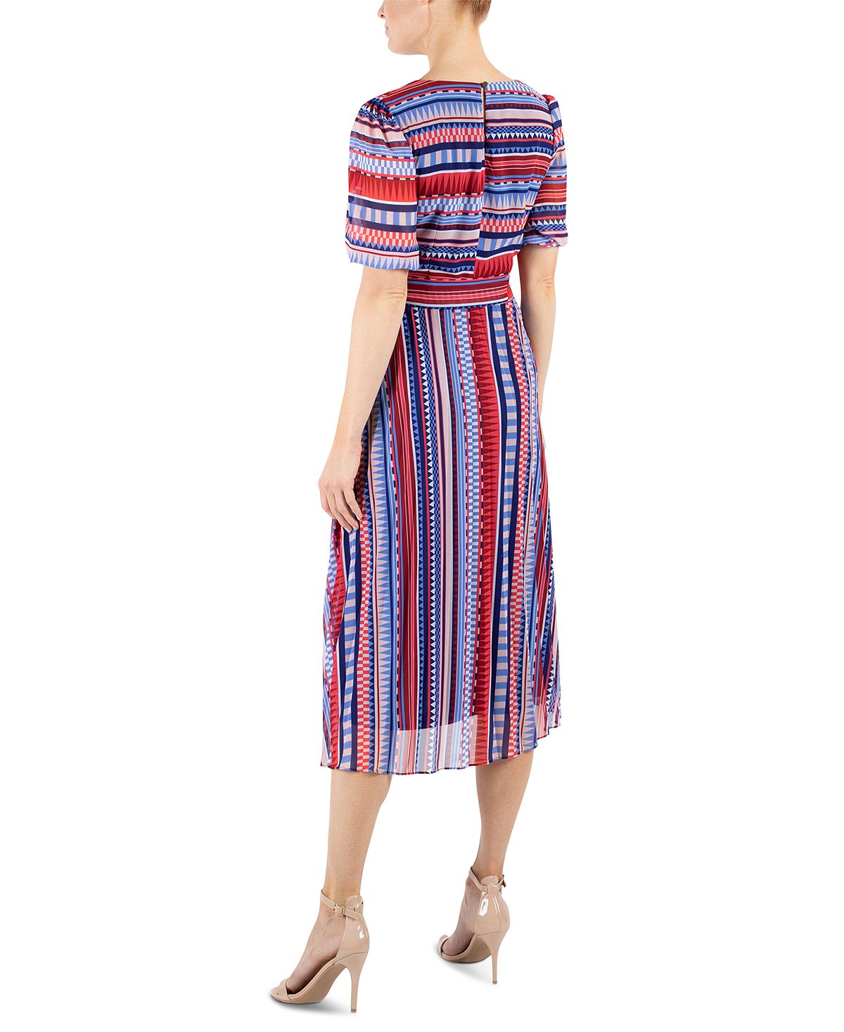 Julia Jordan Women's Geometric Stripe Print Midi Dress Blue Size 8