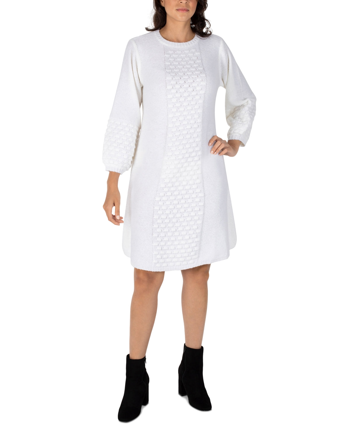 Robbie Bee Women's Textured Sweater Dress White Size X-Large