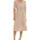 Robbie Bee Women's Printed Faux Wrap Dress Brown Size Large